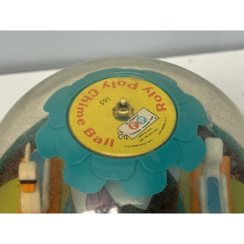 Vintage 1966 Fisher Price Roly Poly Chime Ball 165 Rocking Horses Swans Baby Toy